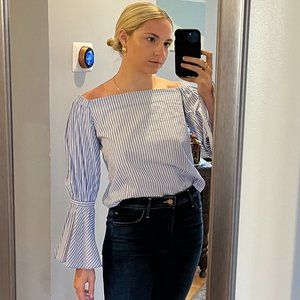 Alexis Juniper Blue & White Striped Blouse